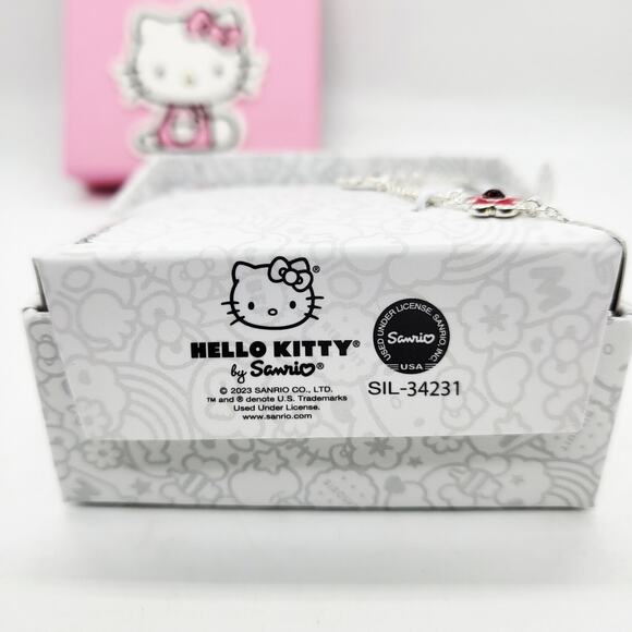 Hello Kitty by Sanrio January Birthstone Necklace Pendant Fine Silver Plated - Picture 8 of 9